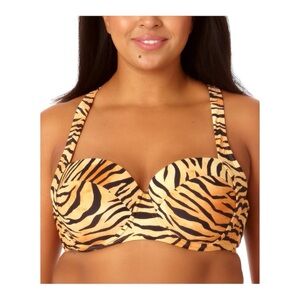 New Salt + Cove Juniors' Plus Size Cross-Back Bra-Sized Animal Print Bik…